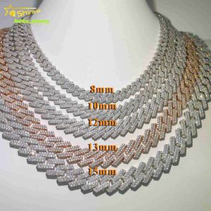 ketting moissanite ketting Groothandelsprijs vvs 2 rijen miami gouden Cubaanse ketting 925 sterling zilveren diamanten Cubaanse