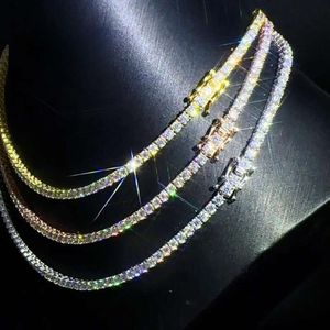 necklace moissanite chainTennis Chain 3mm 4mm 5mm GRA Hip Hop Bijoux 925 Sterling Silver VVS D Couleur Diamant Moissanite Tennis Collier