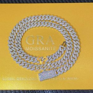 Collier Moissanite designer chaîne bijoux pour hommes chaîne 10-14mm moissanite bracelet hommes argent chaîne à maillons cubains passe testeur de diamant GRA VVS