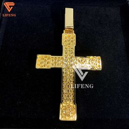 Collier Moissanite Lifeng Bijoux Hip Hop Croix Forme d Couleur Vvs Moissanite Pendentif 925 Sterling Argent Baguette Diamant Croix Pendentif