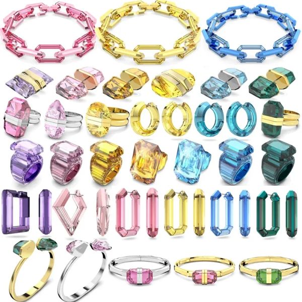 Collier Original 2023 ensemble de bijoux exquis Collection Lucent boucles d'oreilles en cristal coloré pour femmes collier bague Bracelet cadeau de haute qualité