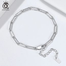 Ketting ORSA JUWELEN Italiaans echt 925 sterling zilver 3,5 mm paperclip armband handgemaakte gehamerde schakelketting voor vrouwen sieraden geschenken SB120