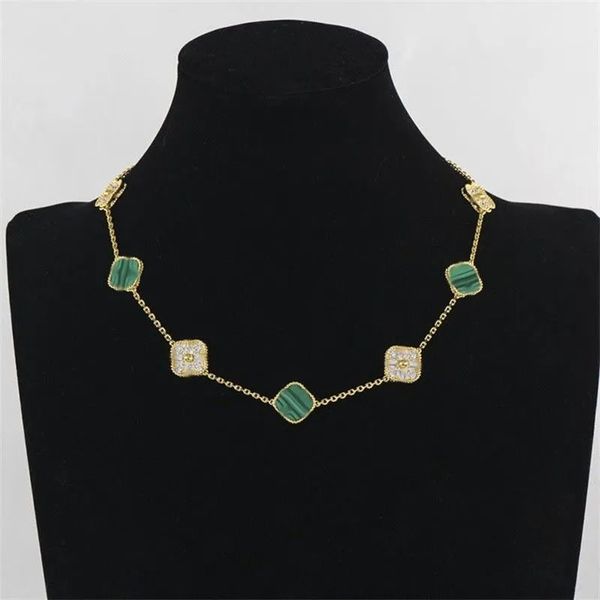 necklace paper clip Luxe 10 diamant trèfle collier marque de mode rétro chanceux trèfle collier en acier inoxydable collier charmant femmes bijoux de luxe