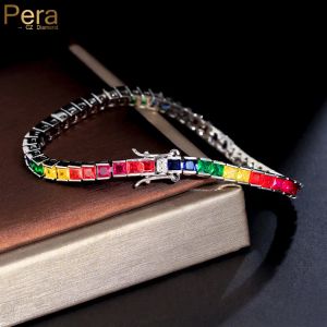 Collier Pera Classic Square Coup Colorful cubic Zirconia Sier Color Tennis Chain Link Bracelets pour dames Fashion Jewelry Gift B089