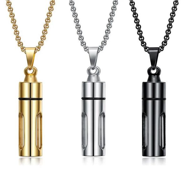 Collier Bouteille de Parfum Pendentif Colliers pour Hommes Or 18 Carats Rempli Titane Acier Inoxydable 55cm Chaîne Bijoux Accessoires Tendance Vente Chaude