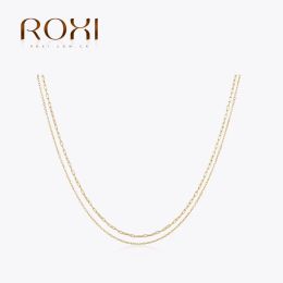 Collier ROXI 100% 925 argent Sterling empilé colliers ras du cou Double couche trombone chaîne collier pour femmes Simple bijoux cadeau