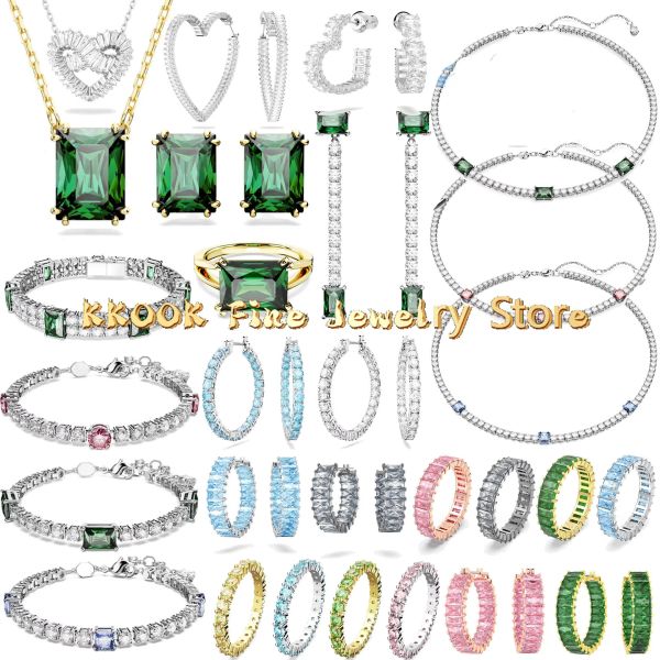Collier en acier inoxydable tendance cristal bijoux fins ensembles pour femmes luxe 2023 Matrix Tennis collier boucles d'oreilles Bracelet bague accessoires