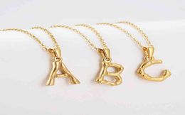 Collier Étoile même style Hip Hop Plaqué Or 18 Carats Acier Inoxydable Métal Bambou 26 Alphabet Az Minimaliste Femmes Hommes Lettre Initiale 2977804