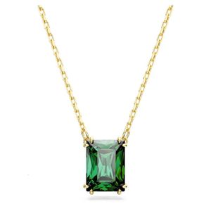 Collier Swarovski Designer Luxury Fashion Femmes Matrix Collier carré vert pour Crystal Light Luxury Simple Collar chaîne