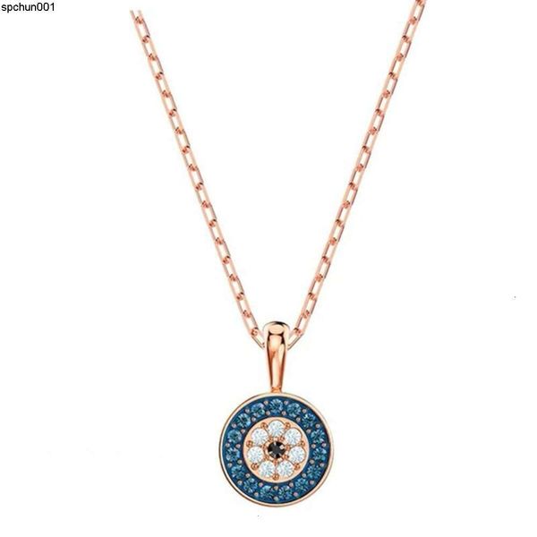 Collier Swarovski Designer Luxe Mode Femmes Assorti Rond Devils Eye Cristal Clavicule Chaîne Lumière Simple Design {catégorie}