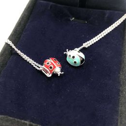 Collier T S925 STERLING Silver Women's Blue's Blue Red Sept Star Ladybug Collier Poldoufle
