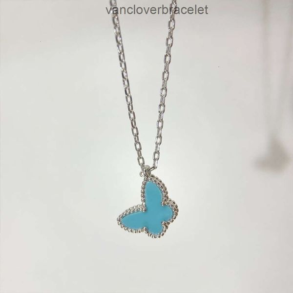 necklace Collier petit papillon Turquoise, lumière douce, chaîne de collier de qualité de luxe, argent Sterling S925