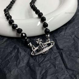 Collar Viviane Vivienen Westwoods Diseñador Collar para mujeres Planeta Satélite Western Empress Dowager Collar negro AGATA COLO