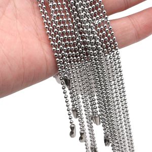 Collier En gros 100 pièces 60 cm 2.4mm en acier inoxydable perle boule chaîne collier bijoux à bricoler soi-même résultats pour chien ID Tag pendentif accessoires