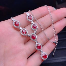 Collier femmes simulé rubis rouge cristal zircon diamant pendentif or blanc collier petite amie bijoux de mariage cadeau d'anniversaire