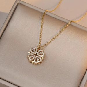 collar para mujer colgante de oro para mujer carta joyería de acero titanio niña mejores regalos de boda para fiestas cadena de oro joyería de diseñador cadenas heladastrébol de cuatro hojas