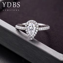 Collier YDBS 1ctw 6.5 mm DF Gouttelettes d'eau fiançailles et mariage bague en diamant moissanite pendentif boucle d'oreille ensemble argent plaqué platine