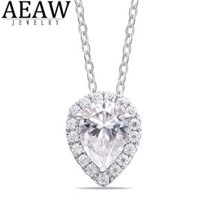 Colliers 1.0carat 5x7mm poire coupe DF couleur VVS1 Moissanite collier Style classique solide 18k WEhite or fin pendentif collier pour dame