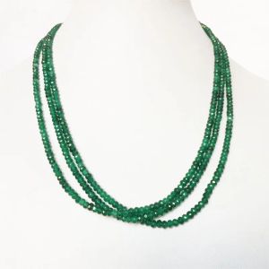 Kettingen 1/3 laag 2*3MM gefacetteerd klein formaat groene smaragd jade ketting meerdere kleine boho vintage collier femme mode zomer sieraden