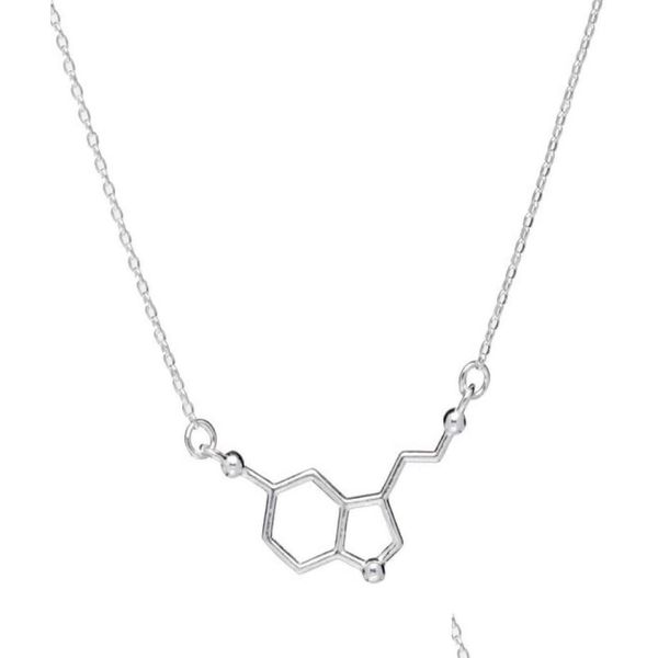 Collares 1 Estructura química Molecar Collar colgante Forma 5ht Geométrico Exquisito Enfermera Simple Mujer afortunada Madre Men039s DHWS8