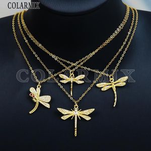 Colliers 10 pièces collier pendentif libellule plaqué or 18 carats Zircon collier libellule bijoux de mode