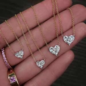 Colliers 100% 925 STERLING GIRL FEMMES BIENDRIEMENT MIGLE BLIGNE SPARKING BLING CZ Small Heart Collier