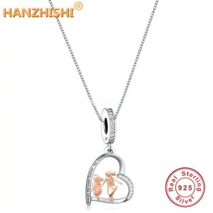 Kettingen 100% 925 Sterling Zilver Running Sister Ketting Hart Halsketting voor Vrouw Vriendin Zus Broer Verjaardagscadeau Fijne sieraden