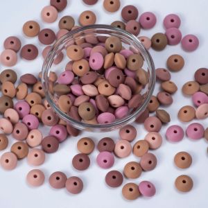 Kettingen 100 pc's blush 12 mm linzen siliconen kralen Abacus kinderziektes ketting voor badtafel speelgoed accessoires silicium fopspeen schotel kralen