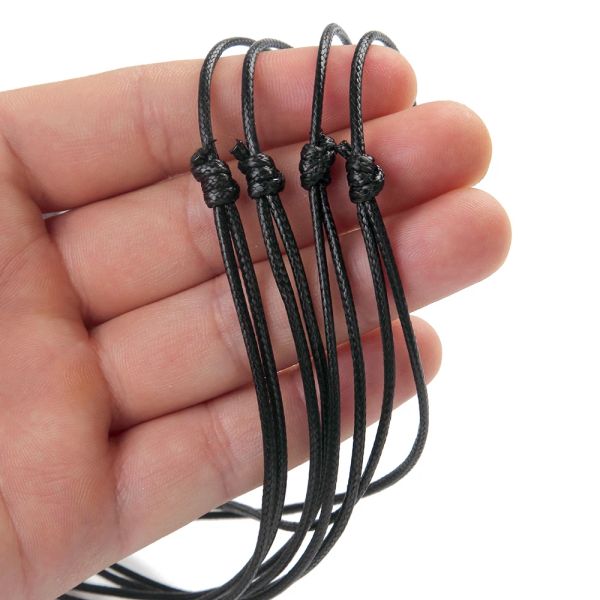 Colliers 100pcs 1,5 mm Cordon de cordon de cire noir Cordon de 56 cm de longueur réglable pour les accessoires d'ornement de bijoux artisanal bricolage