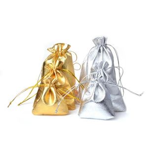 Colliers 100 pièces 5x7 7x9 9x12cm 11x16cm, sacs cadeaux à cordon métallique, pochettes en Organza en feuille métallique, cadeaux de fête de mariage de noël, sacs à bonbons