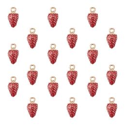 Kettingen 100 stuks Emaille Fruit Aardbei Bedels Kralen Licht Vergulde Hangers voor Sieraden Maken Oorbel Ketting Armband Accessoires