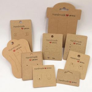 Kettingen 100 stks Kraftpapier Handgemaakt met Liefde Sieraden Displays Kaarten, ketting/oorbel/haarspeld/hanger Verpakking Kaarten