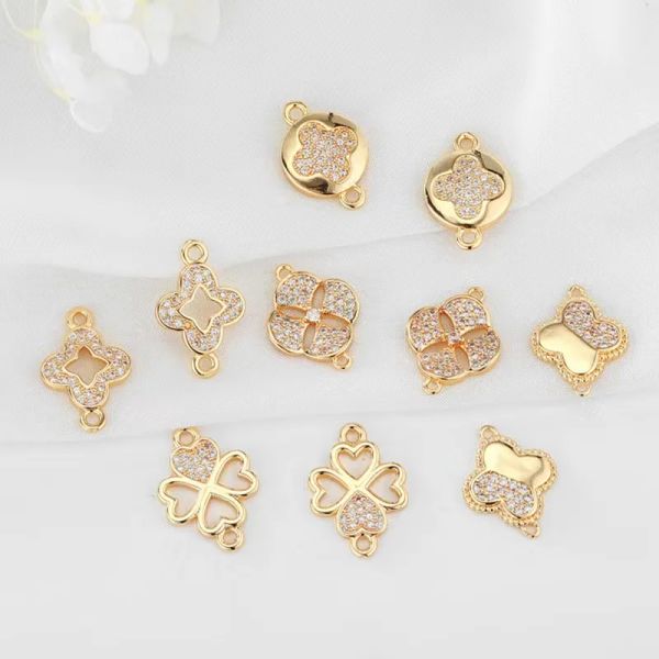 Colliers 10pcs Charms Pendant Connecteur pour femmes Accessoire de bricolage pour collier Bracelet Gold plaqué Cuivre zircone Géométrique Haute