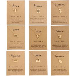 Collares 12 collares de constelación para mujeres Aries Aries Capricornio Tauro Collar Regalos Mensaje Card Joya Joya