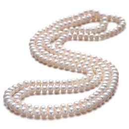 Colliers 120 cm/160 cm Long collier de perles véritable perle d'eau douce naturelle pull chaîne collier pour femmes bijoux cadeau de mode