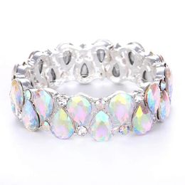 Colliers 16 couleurs élégant cristal manchette bracelets larme goutte bracelet femmes extensible bracelet indien mariée mariage costume bijoux fille cadeaux