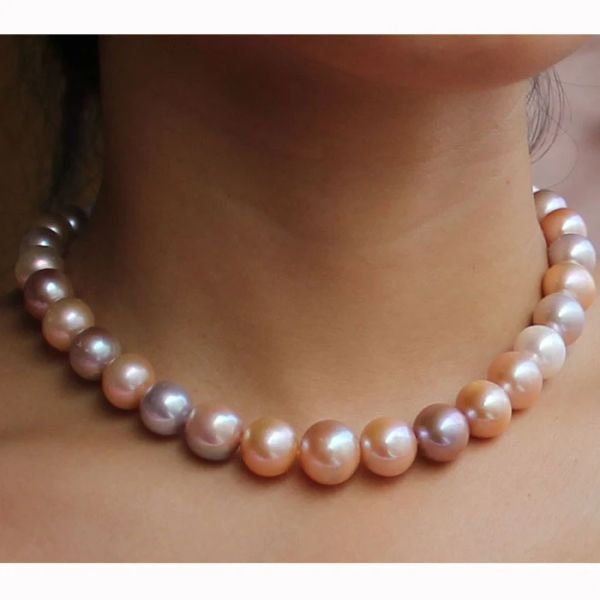 Colliers 18 pouces aaa lustrer 910 mm réel Naturel Tahitien Rose Purple Perle Collier Fine JewelryJewelry Making