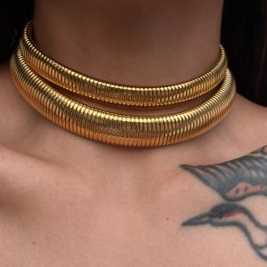 Kettingen 18K Gold vergulde titanium stalen kettingen Vintage zigeunerelastische choker voor vrouwelijke meisjes mode esthetische sieraden