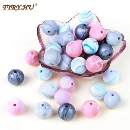 Colliers 200 pièces de perles rondes en Silicone de 15mm, matériel sans BPA pour bricolage, perles de dentition pour bébé, collier, jouet, cadeau de qualité alimentaire pour bébé