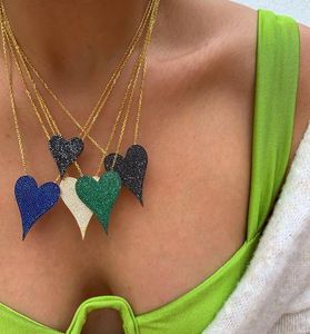 Kettingen 2021 Classic Fashion Women Girl Jewelry Micro Pave Kleurrijk CZ White Red Blue Green Zirconia Big Heart Necklace