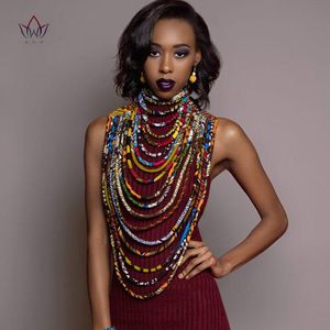 Halsketten 2022 Ankara Schöne mehrsträngige Halskette African Bold Colorful Long Exotic Jewelry Anfrica Handmade Long Collier WYB181