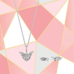 Colliers 2022 Valentin's Day Nouveau 100% de haute qualité S925 STERLING Silver Angel Wings Gift Set Femmes Romantique Anniversaire Bijoux Cadeaux