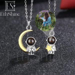 Colliers 2023 Projection personnalisée Collier Photo Couple Collier PHOTO PHOTO ASTRONAUTES STAR LOON PENDANT CADEAU MEMORAL