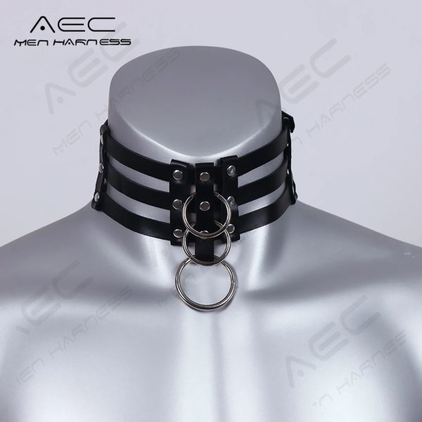 Collares 2023 Fetiche Man de cuero Collar Collar de estilo punk Handmade Cabecillo Choker Bdsm Cabina gay de la ropa exótica