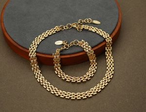 Kettingen 2023 Gepersonaliseerde Roestvrij Stalen Kant Armband Gouden Textuur Kraag Ketting 18K Plaat Sieraden Set Vrouwen Mode Feestgeschenken