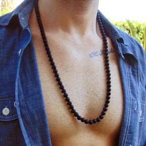 Colliers 2023 Collier de perle noir mat simple Fashion pour hommes classiques faits à la main à la main de pierre naturelle Collier Yoga Bijoux Gift