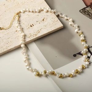 Colliers 2023SPRING NATUREL PEARL Chain Chating Bib Déclaration Collier Golden Hématite Perles