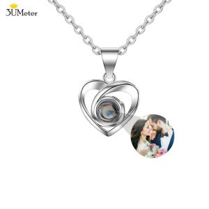 Kettingen 2024 Nieuwe aangepaste fotoprojectie ketting gepersonaliseerde foto ketting vrouwen zirkon hart hanger ketting herinneringen sieraden sieraden