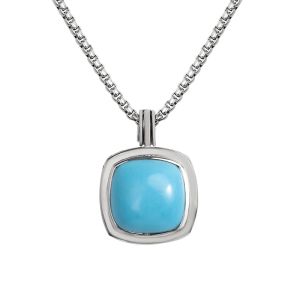 Colliers 20mm grand pendentif Turquoise collier élégant Chic coussin coupe CZ pierre collier bijoux accessoires pour femmes cadeau de mode