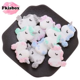 Collares 20pc Unicornio Silicona Animal Mordedor Cuentas Bpa Libre Bebé Dentición Collar Diy Masticable Denticion Joyería Enfermería Chupete Cadena